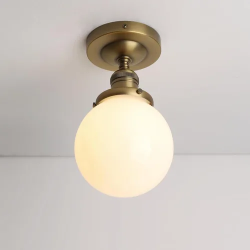 Vista 8 de Pathson Lámpara de techo moderna de montaje empotrado con vidrio de globo de leche, lámpara de iluminación de techo industrial esmerilada
