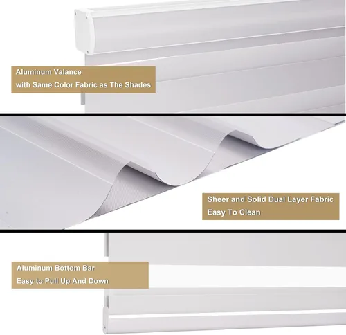 Vista 5 de Changshade Persianas Zebra de tamaño personalizado para ventanas, puertas corredizas de cristal, sin cables, persianas enrollables de cebra con Gris