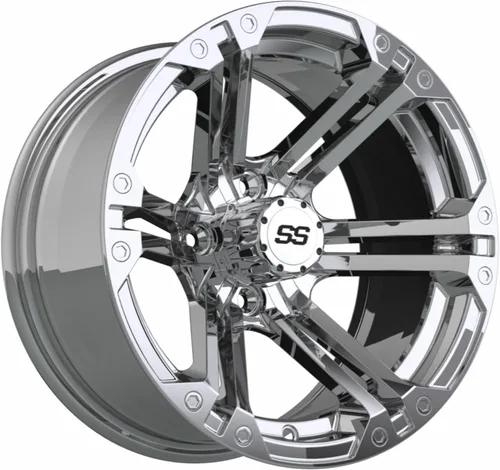 Vista 7 de GTW Specter - Rueda de aluminio para carrito de golf de 10 pulgadas de 10 x 7 pulgadas Plata mecanizada Patrón de 4 pernos Desplazamiento 3:4