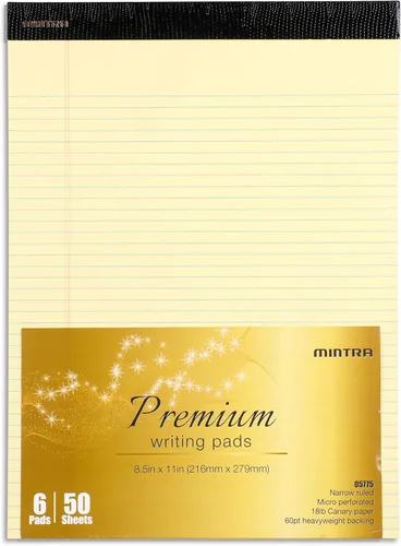 Vista 18 de Mintra Office - Blocs de notas tamaño oficio (paquete de 6, color canario básico, 8.5 x 11 pulgadas, rayas estrechas)