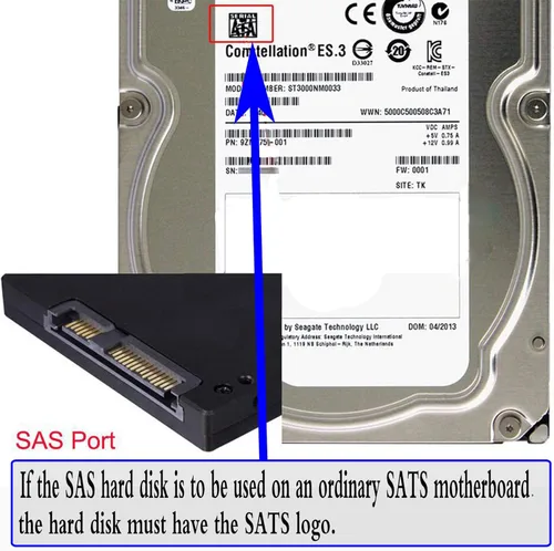 Vista 3 de zdyCGTime Adaptador RAID SAS de 22 pines a 7 pines con puerto de alimentación de 15 pines. Cuando se utilizan discos duros SAS en placas base