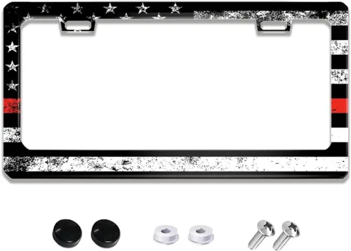 Vista 11 de Blessed by God Spoiled by My Husband - Marco de matrícula de acero inoxidable, divertidos marcos negros con 2 agujeros y tornillos de 12 x 6