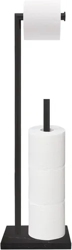 Vista 2 de Gzila Soporte Independiente para Papel Higiénico con Reserva, Base de Diseño de Mármol Pesado SUS304 de Acero Inoxidable (Negro)