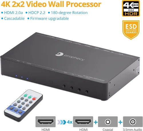 Vista 2 de gofanco Procesador de pared de video Prophecy 2x2 - Rotación de 180º, sin desgarros, ajuste de bisel, en cascada, soporta 1x1, 2x2, 1x2, 2x1, 1x3