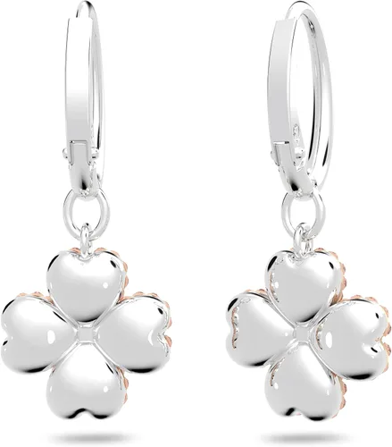 Vista 2 de Swarovski Latisha - Pendientes de aro con diseño floral, rosa, acabado rodio, Metal, cristal