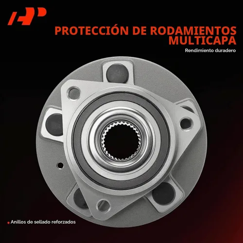 Vista 5 de A-Premium 2 cojinetes de rueda trasera delantera y conjunto de cubo con perno de 5 lengüetas compatibles con Chevrolet GMC Buick Cadillac Saab