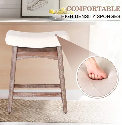 Vista 117 de Sophia & William Taburete de bar de altura de mostrador para isla de cocina, taburetes de mostrador de 24 pulgadas con patas de madera, asiento