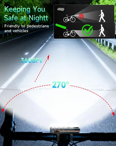 Vista 3 de 2026 Upgrade 10000 Lumen Bike Light,Super Bright LED Headlight,10+Modes,8000 mAh in/Out Put Rechargeable Bicycle Light,Runtime 72+hr, Aluminum