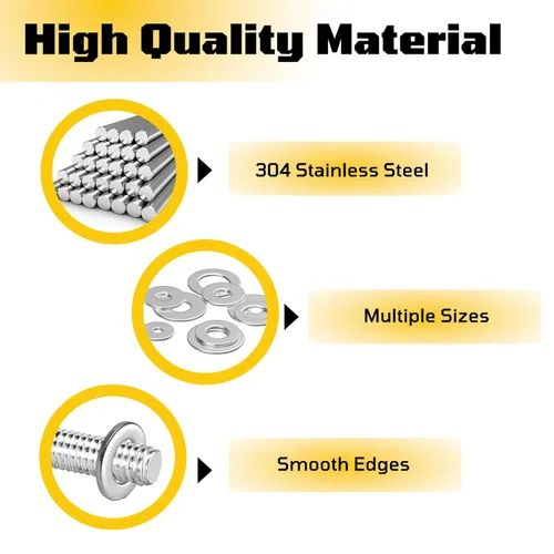 Vista 4 de Arandelas planas de 1-1/2 x 3 pulgadas, arandelas de guardabarros de acero inoxidable 304 para tornillos, arandelas metálicas para tornillos