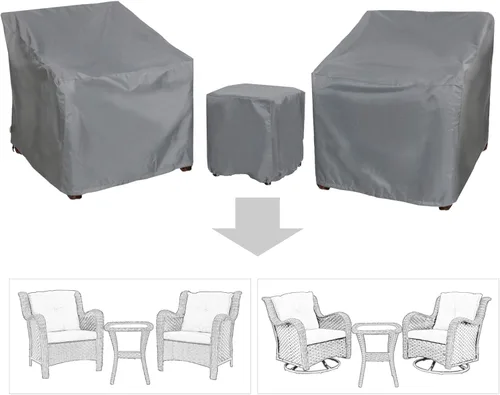 Vista 10 de Fundas para muebles de patio, funda impermeable para muebles de exterior, fundas para muebles de patio para 3 piezas, juego de fundas de sofá