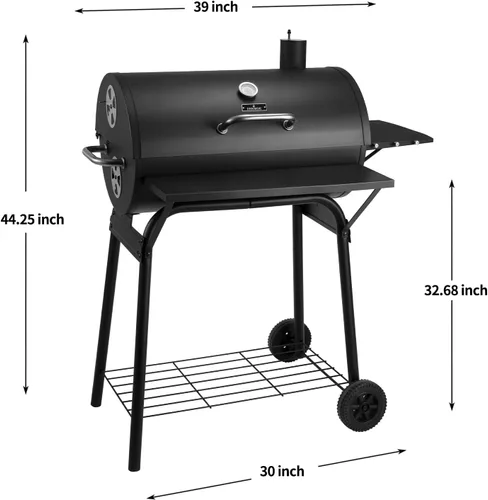 Vista 5 de Parrillas de carbón para exteriores, BBQ, parrilla de carbón de 30 pulgadas con mesa lateral, 627 pulgadas cuadradas, para camping, picnics, patio