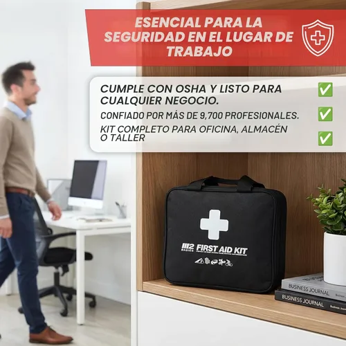Vista 5 de M2 BASICS Kit de primeros auxilios de 300 piezas, 40 artículos, kit médico de emergencia compacto con bolsa de transporte duradera para el hogar
