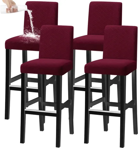 Vista 18 de Fundas para taburete de silla de bar, elásticas, extraíbles y lavables, para comedor giratorio corto (beige, juego de 2)