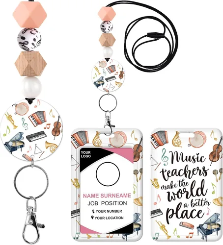 Vista 31 de Cordones para profesores de identificación - Accesorios de llavero con cuentas de silicona boho separables y lindo arcoíris, soporte