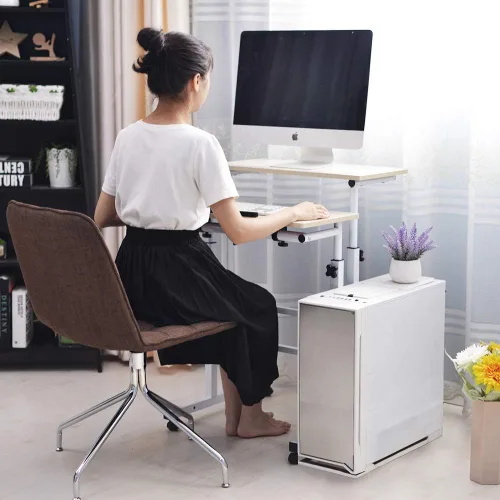 Vista 2 de soges Escritorio de pie con ruedas ajustable en altura, escritorio móvil para computadora de pie de 31.5 pulgadas, soporte superior inclinable