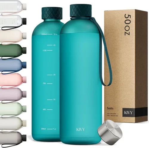 Vista 20 de KIVY Botella de agua delgada de 22 onzas [ligera e inastillable] – Botella de agua reutilizable de Tritan – Botella a prueba de fugas para mujeres