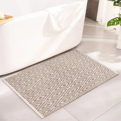 Vista 12 de Chardin home Alfombra de pasillo 100% algodón con diamantes de 2 x 5 pulgadas, totalmente reversible, lavable a máquina, blanco y negro