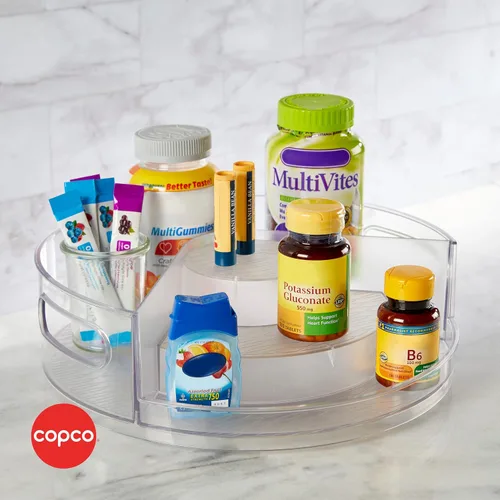 Vista 6 de Copco Tocadiscos de almacenamiento de gabinetes de varios niveles, 12 x 12 x 3.9 pulgadas, transparente