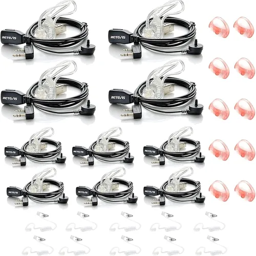 Vista 17 de Caja de 10, auriculares Retevis Walkie Talkies con micrófono de 2 pines de tubo acústico, para RT22 RT21 RT68 H777, compatible con Pxton Baofeng