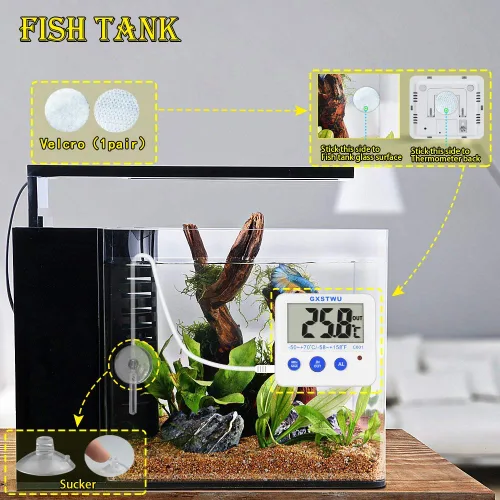 Vista 3 de Fridge Freezer Thermometer Max/Min Memory High & Low Temperature Alarms Settings with LED Indicator Digital Refrigeration Thermometer with