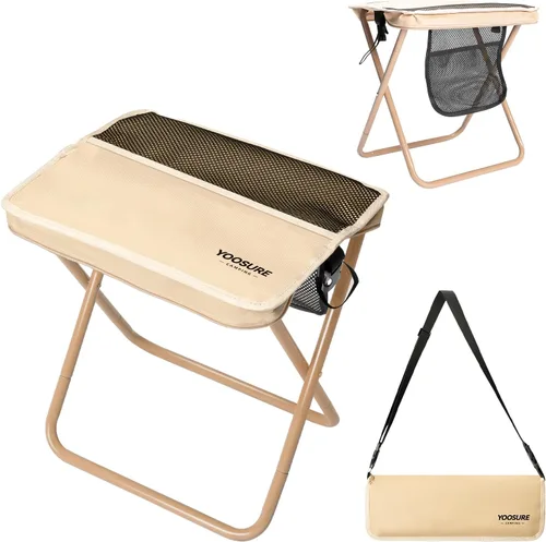 Silla portátil extra alta XL de 16 pulgadas para adultos, silla plegable, asiento de campamento resistente con 3 bolsillos de almacenamiento para