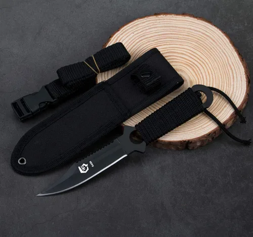 Vista 2 de Cuchillo de buceo con correas para las piernas y funda, extremadamente afilado - Equipo de buceo liviano para pesca con arpón, esnórquel, caza