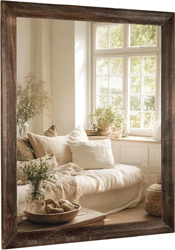 Vista 23 de CULER Espejo de pared de madera blanca para baño, espejos colgantes rectangulares de 20 x 16 pulgadas con marco de madera para sala de estar