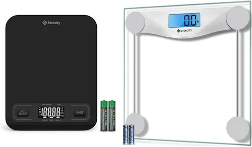 Etekcity Báscula de cocina de alimentos, gramos y onzas digitales y báscula de baño para peso corporal, pesadora digital para personas, pantalla de