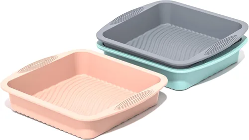Vista 9 de SOV Molde cuadrado de silicona para tartas – Moldes de silicona de 10 pulgadas, antiadherentes, resistentes al calor, perfectos para pasteles, Azul
