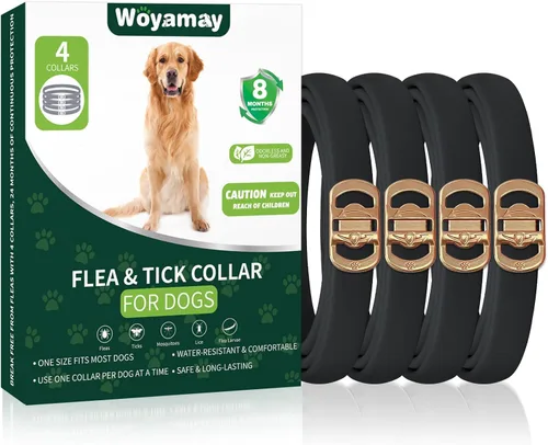 Paquete de 4 collares antipulgas para perros, tratamiento de pulgas y garrapatas de perro, 8 meses de protección contra pulgas y garrapatas para