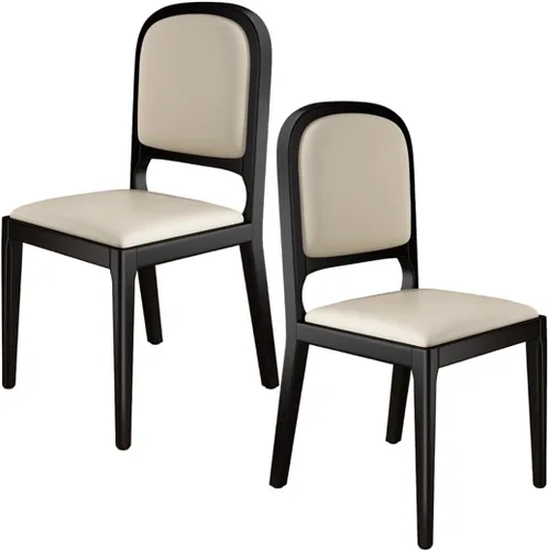 Vista 25 de YVYKFZD Solid Wood Dining Chairs, Armless Kitchen Chairs Set, Leather Upholstered Dining Room Chair, Minimalist Living Room Chair, for Offices