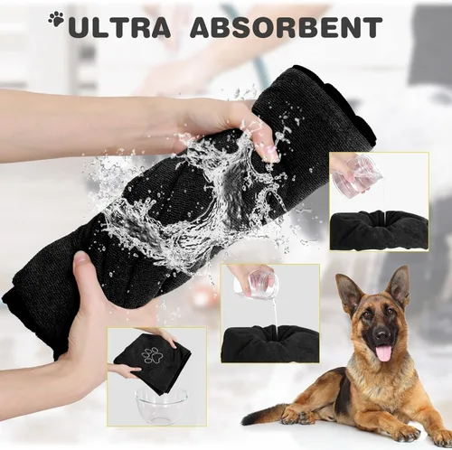 Vista 4 de Chumia Paquete de 4 Toallas para Perros para Secar Perros Grandes, Herramientas de Aseo de Microfibra Absorbentes y Suaves, Suministros de Baño