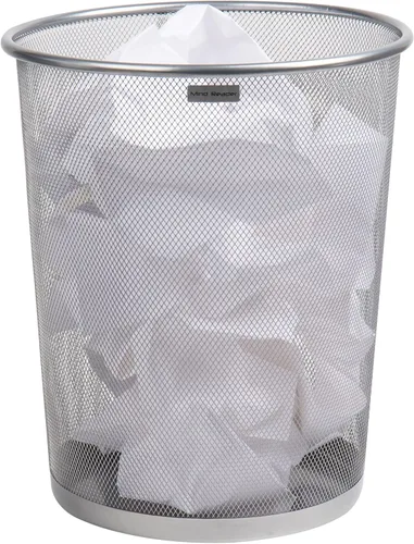 Vista 8 de Mind Reader Cubo de basura de malla, 16.65L (4.4 gal), cesta de papel usado, redondo, oficina, malla de metal, rosa