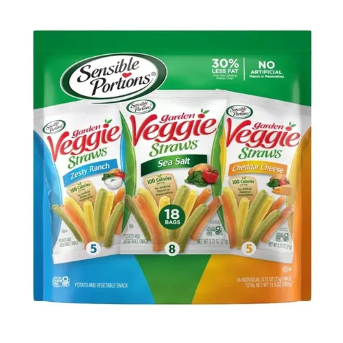 Sensible Portions Garden Veggie Snacks - Paquete variado de pajitas de verduras, bolsa de polietileno de 18 unidades (paquete de 1)