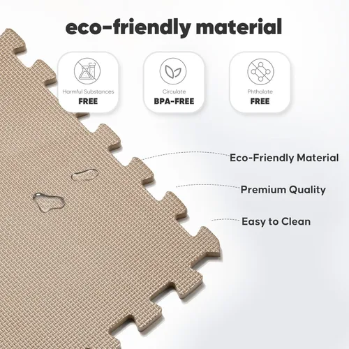 Vista 4 de Tapete de espuma EVA, estilo rompecabezas, baldosas conectables, para equipo de entrenamiento en casa y áreas de juego infantil, 24 x 24 x ½ Marrón