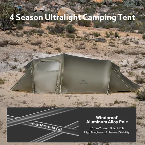 Vista 6 de Naturehike Opalus 4 Season Camping Tent, Waterproof 2-3 Person Backpacking Tent, Double Layer Tunnel Winter Tents for Camping