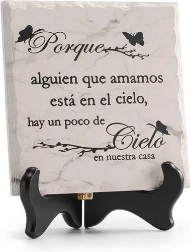 Vista 8 de LukieJac - Regalos de condolencia para la pérdida de un ser querido en memoria de madre y padre, placa con soporte de madera, regalos