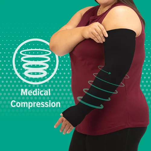 Vista 5 de Juzo Soft 2002, Manga de compresión con banda superior de silicona, 30-40 mmHg, Max, Regular, 4 (IV), Beige