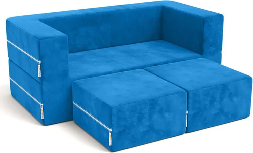 Vista 32 de Jaxx Zipline - Sofá biplaza modular para niños, otomana y tumbona plegable, color carbón
