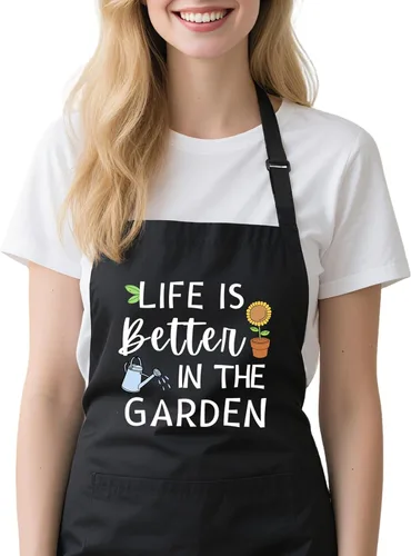 Delantal de jardinería para mujer con bolsillos, delantal de jardín ajustable divertido regalo para jardinero, mamá, esposa, amante de las plantas