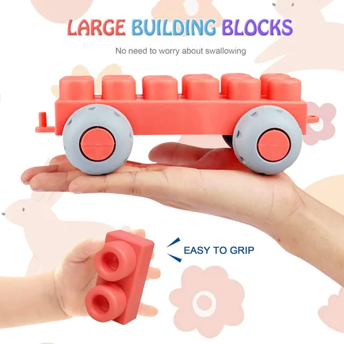 Vista 5 de Bloques de construcción suaves para niños pequeños, bloques de construcción grandes apilables para bebés de 6 meses en adelante, regalos Stem