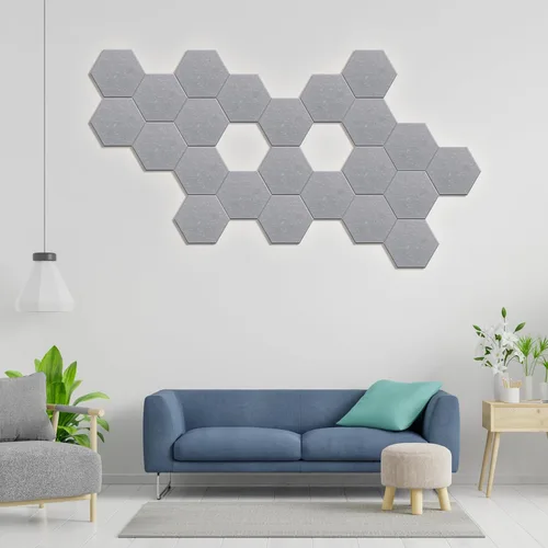 Vista 2 de Paneles acústicos hexagonales, paquete de 12 paneles de absorción de sonido de alta densidad de 12 x 10 x 0.4 pulgadas para mejorar la reducción