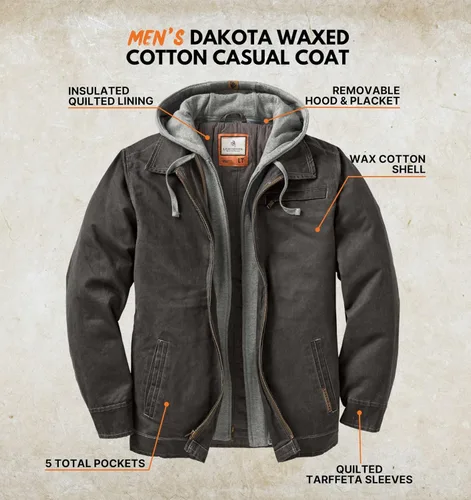 Vista 3 de Legendary Whitetails Men's Casual Coat with Hood Waxed Cotton Water Resistant