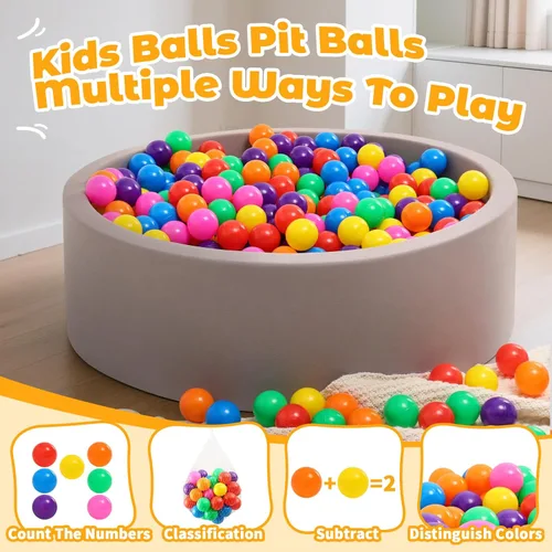 Vista 5 de Ball Pit Balls for Toddlers: 50 100 200 Colorful Non-Toxic Balls with BPA-Free, Phthalate-Free, Crush-Resistant Polyethylene Plastic, 2.2 Inches