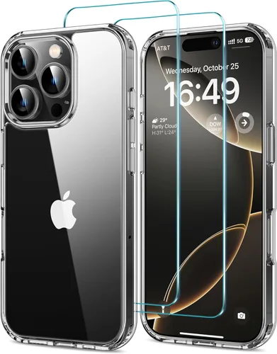 Vista 26 de HOOMIL Funda para iPhone 11 con 2 protectores de pantalla de vidrio templado, no amarillea, protección contra caídas, arañazos, transparente, parte