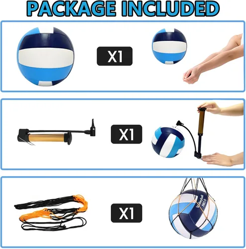Vista 2 de Official Size 5 Volleyball Balls, Waterproof Soft Bulk Recreational Volley Balls with Pump and Net Bag for Beach Pool Sand Training for Beginner