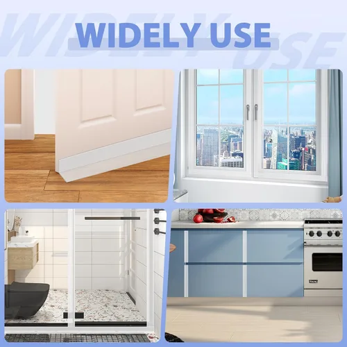Vista 4 de Burlete Sellador de Corrientes de Aire para Puerta, Tira Selladora de Silicona Flexible Autoadhesiva para Puertas de Vidrio, Ventanas y Espacios