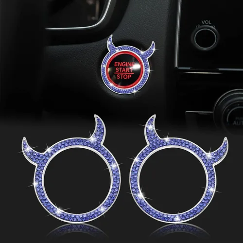 Vista 10 de WINKA Bling Cubierta del Botón de Arranque del Motor del Coche Universal Push Start Stop Trim Anillo de Encendido Tapa Decoraciones 2 piezas