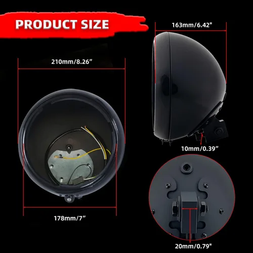 Vista 4 de FATECIM Carcasa de cubo para faros delanteros redondos de 7 pulgadas para motocicleta, cubierta protectora de 7 pulgadas, universal para Harley