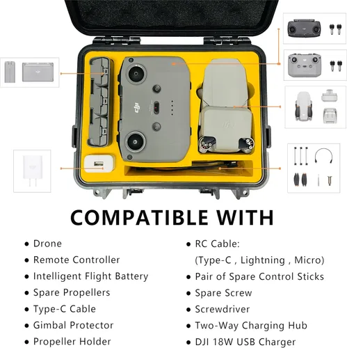 Vista 2 de Funda rígida impermeable para DJI Mini 2, compatible con DJI Mini2/Mini / DJI Mini SE, funda de transporte portátil compacta para Mavic Mini 2 Fly